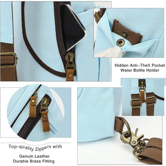 Women Small Casual Canvas Sling Crossbody Shoulder Backpack main image 5